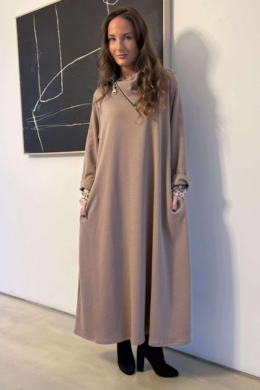 Sola Smart Tech Zip Cowl Dress Mocha